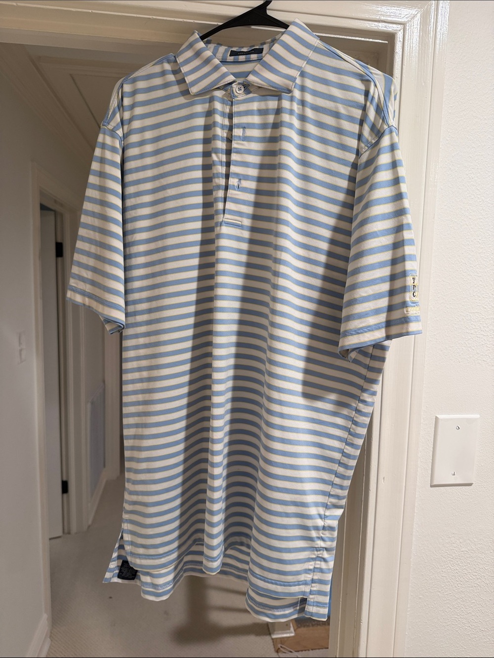 Classic Light Blue & White Striped Men's Polo